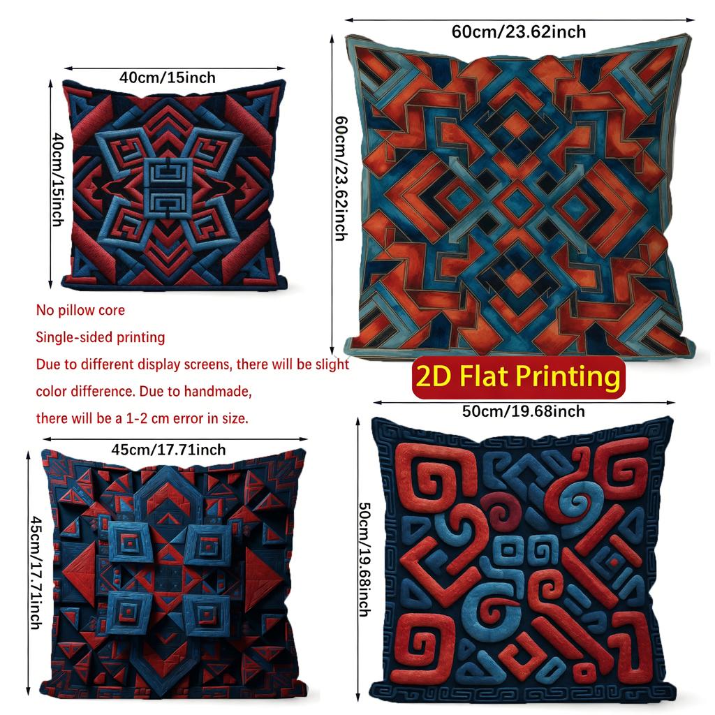 2D Bohemian Geometric Ethnic Throw Pillow Covers Pattern Cushion Cover Suitable For Sofa Bedroom Car Pillow Cover