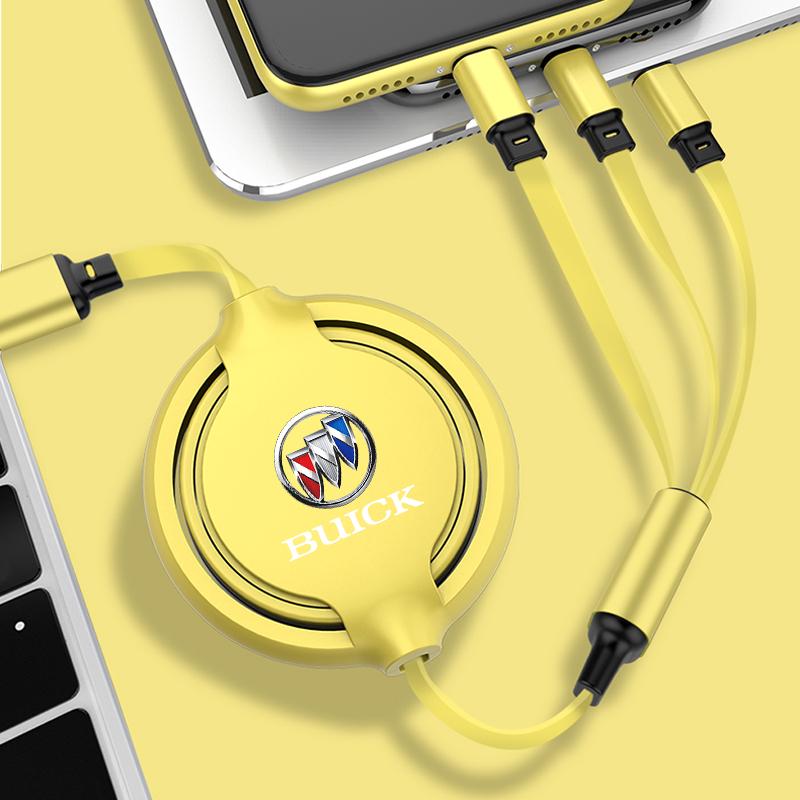 1Pcs Car Mounted Telescopic Three In One Mobile Phone Charger For Buick Encore Regal Lacrosse Enclave Avenir Cascada GL8 Envision Anthem