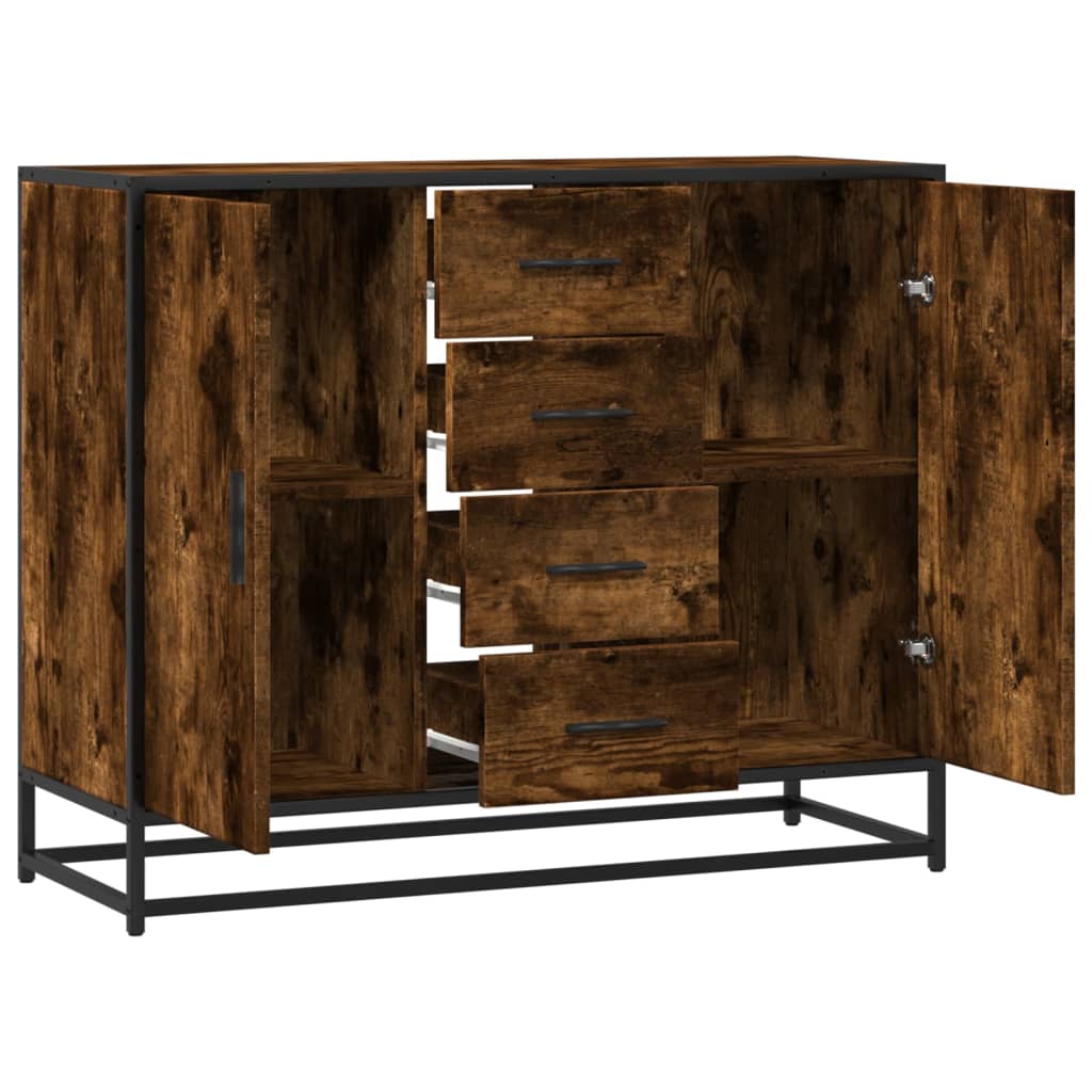 Vidaxl Cabinet, Smoked Oak, 92X35X76 Cm, Wood-Based Material