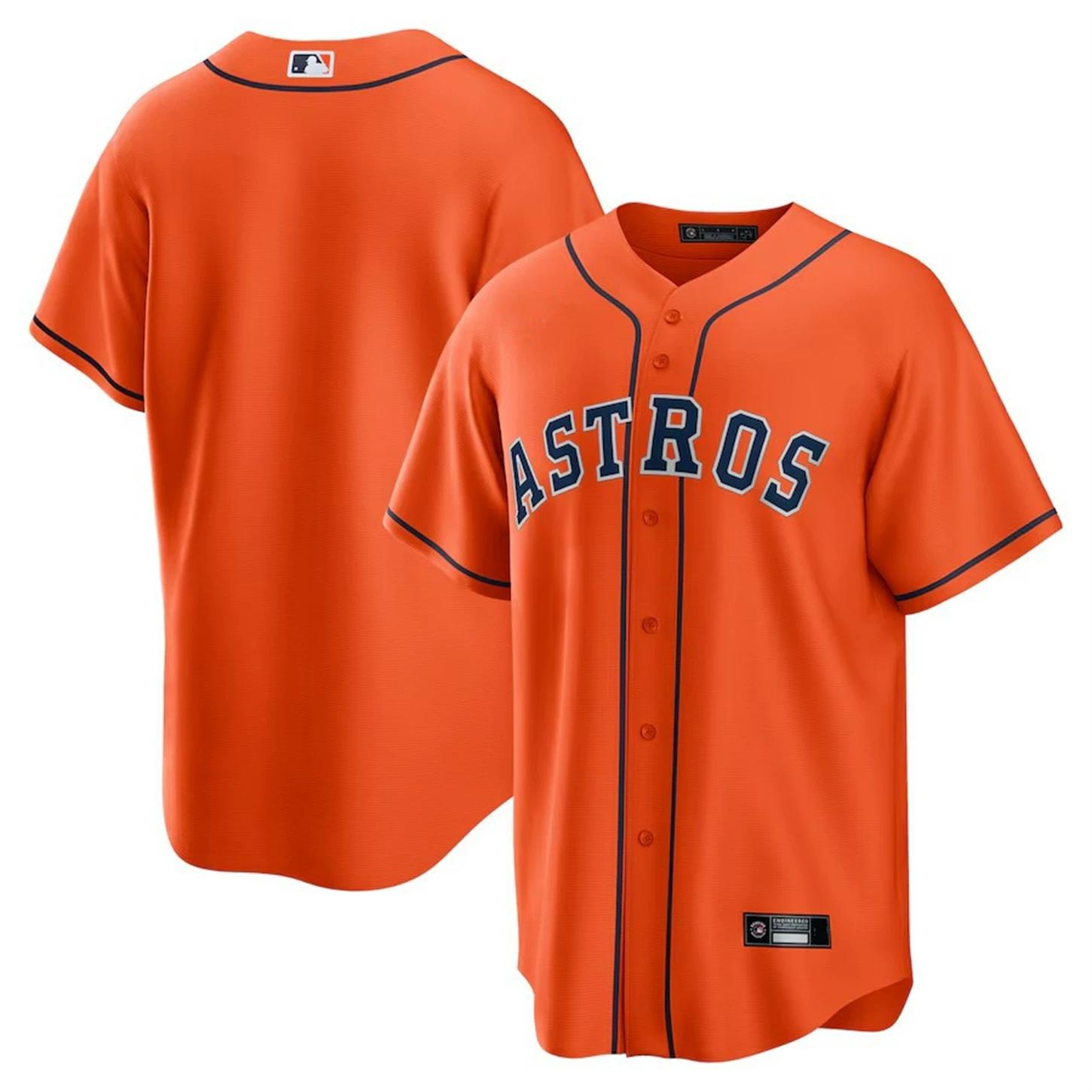 Fully Embroidered Houston Astros Houston Astros Men s Cardigan Jersey Blank Baseball Uniform 3XL, 115KG