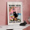 Niedlicher Waschen Sie Pfoten Katze Leinwanddruck Kawaii Waschraum Badezimmer Kinderzimmer Wandkunst Poster für Modernes Wohnzimmer Schlafzimmer Heimdekor