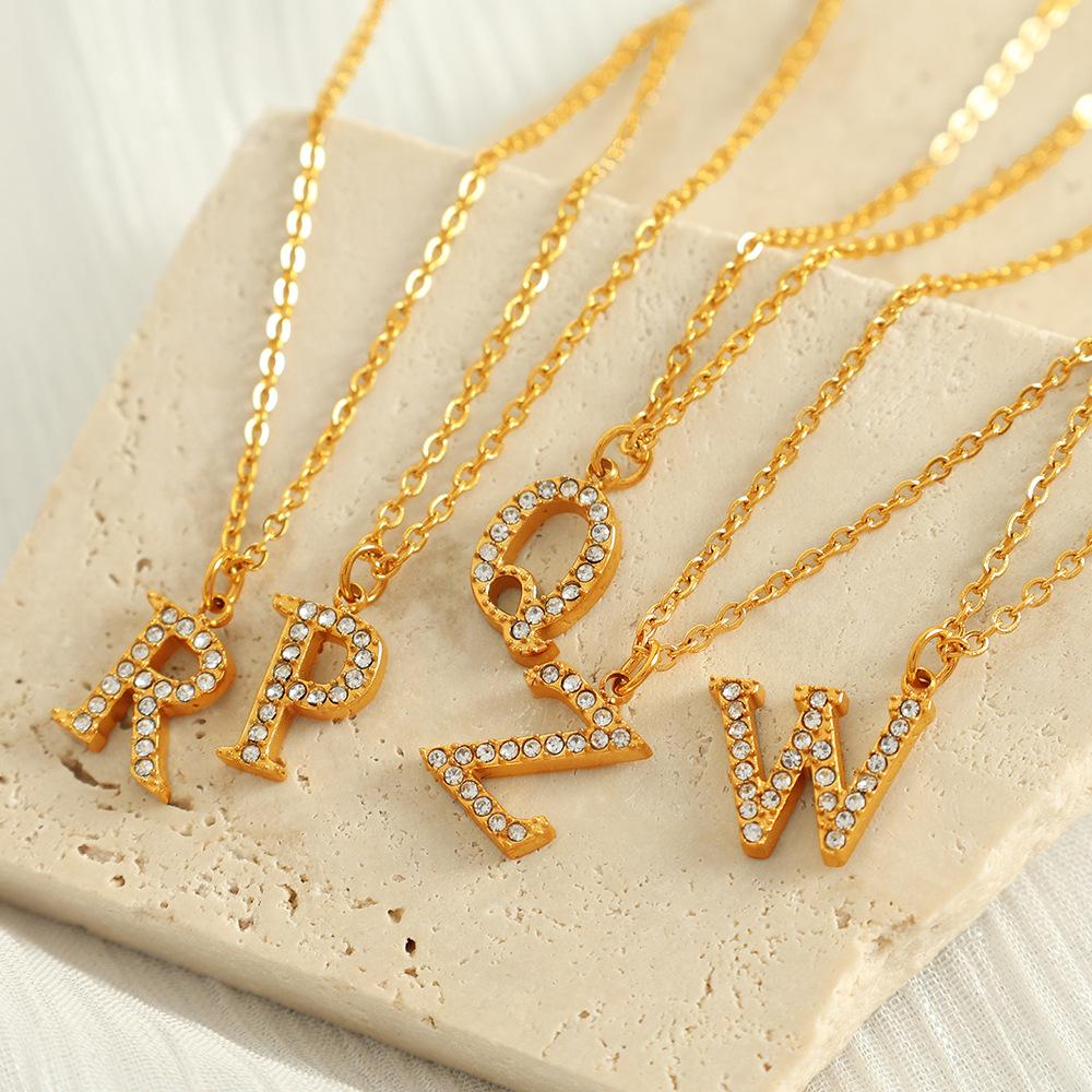 Titanium Steel 26 Letters Elegant And Exquisite Pendant Necklace Light Luxury Fashion Collarbone Chain High Sense Versatile