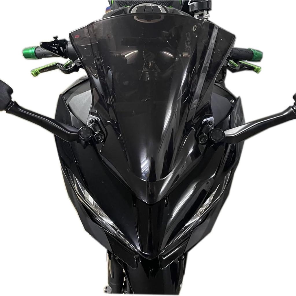 YUANYE Motorcycle Windscreen Windshield with Double Bubble for Ninja 400/250 (2018-2019) (Smoke)