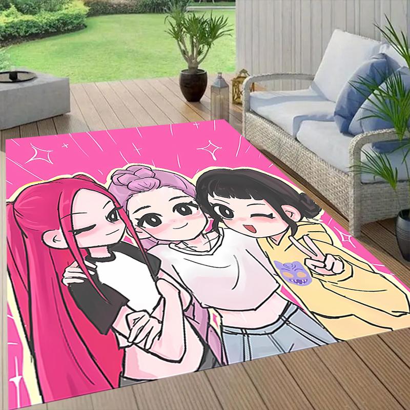Pink Friends Style Crystal Velvet Rug, Soft Anti‑Slip Crystal Velvet Carpet for Living Room Bedroom Home Decor