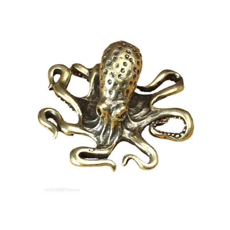 Brass Octopus Home Decoration Copper Animal Figurines Miniatures Home Desk Ornament Accessories Creative Table Tea Pets Craft