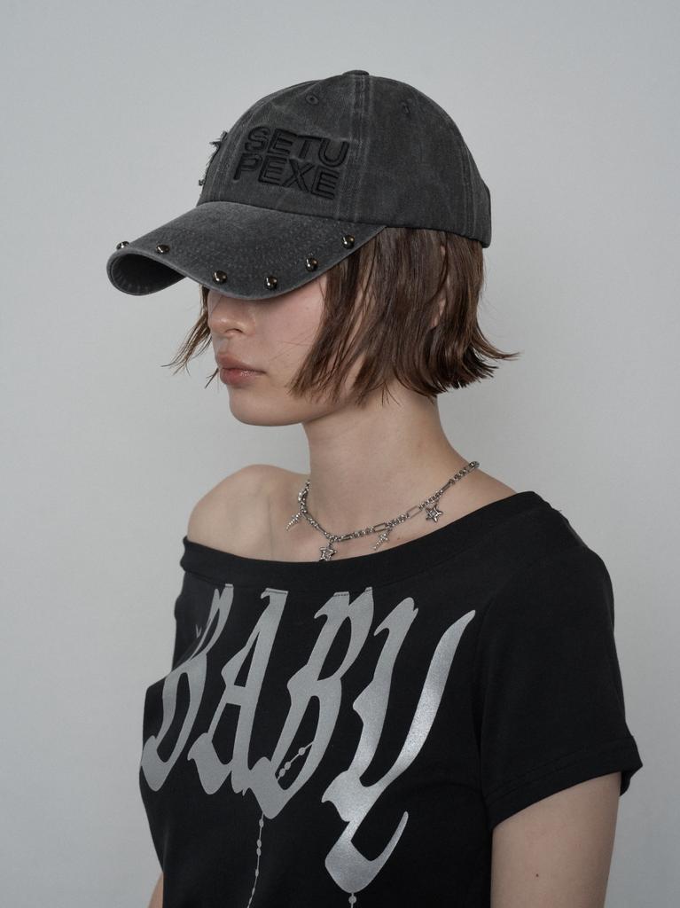 SETUP-EXE Studded Logo Ball Cap / Charcoal