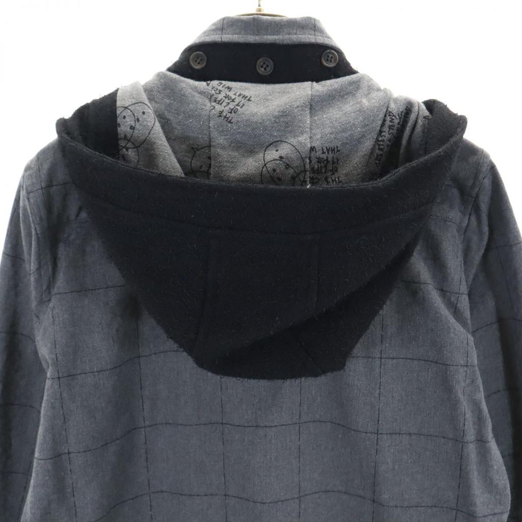 SHAREEF made in Japan Karomuster Edelstahl Kragenmantel 2 grau Herren Gebraucht