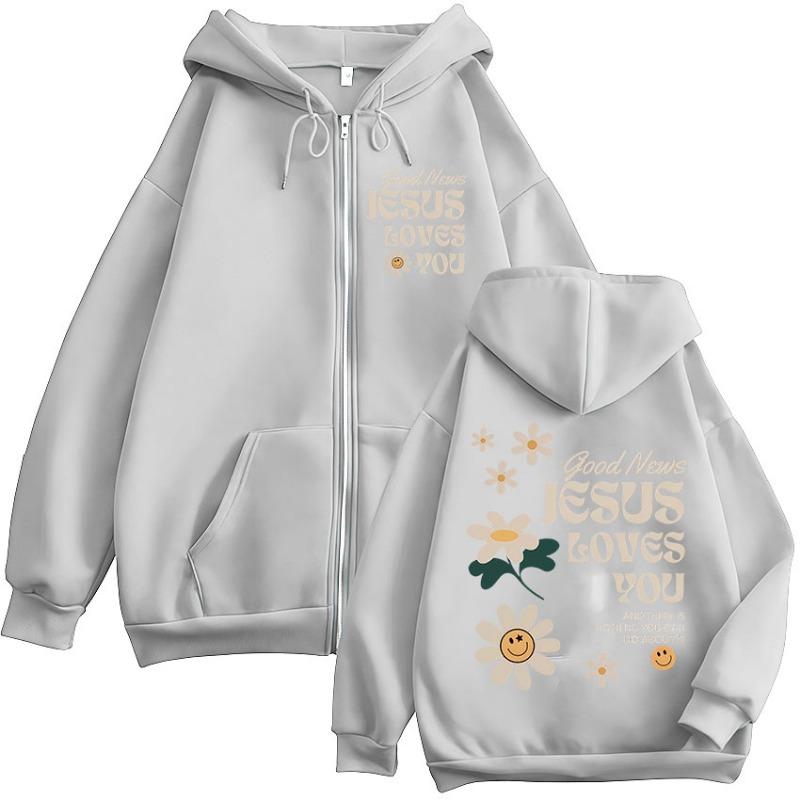 Good News, Jesus Loves You. Christian Zip Up Hoodie, Retro Street Style, Men's and Women's Zip Up Hoodie, Street Fashion
