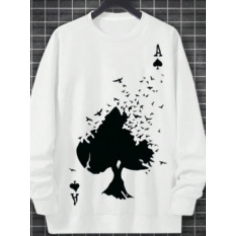 

Spring and Autumn Round Neck 3D Playing Cards Printed Top Fashionable Casual Long Sleeved Men s T-shirts 5XL
