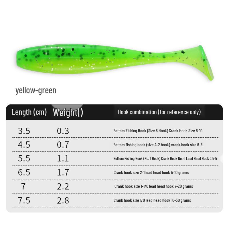 

Полный набор мягких приманок: Приманка с Т-образным хвостом для микро-рыбалки и рок-фишинга 7 cm 14 pcs