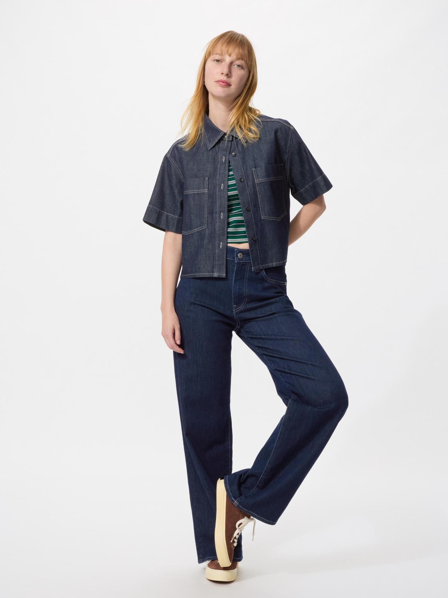 

Uniqlo Японія Ezy Широкі Прямі Джинси Довгі 69 NAVY/3XL