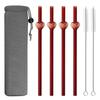 7Pcs 8mm Glass Straw Reusable Drinking Straws Cute Heart Heat-Resistant Straw For Festival Party Wedding Cocktail Bar Beachs