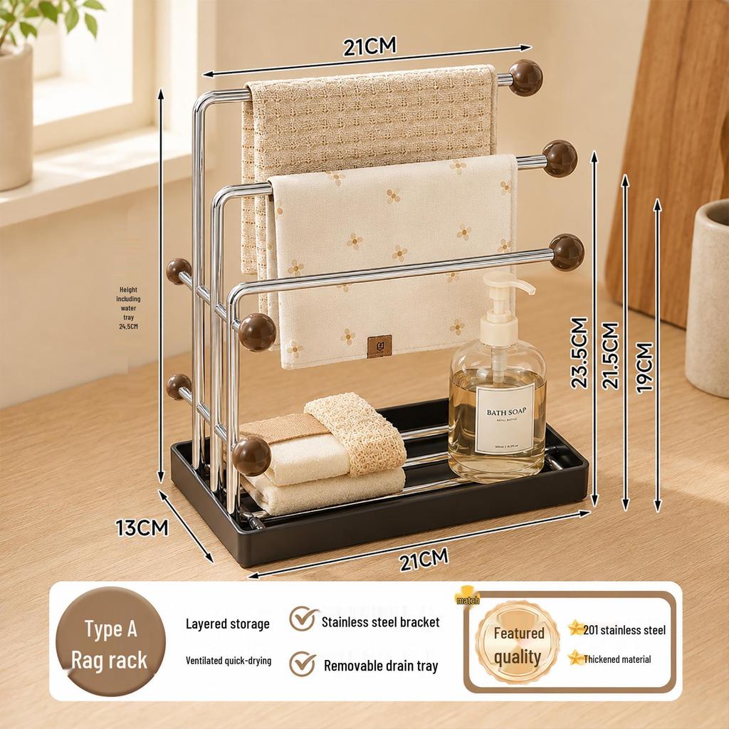 Stainless Steel Kitchen Dishcloth & Sponge Storage Rack