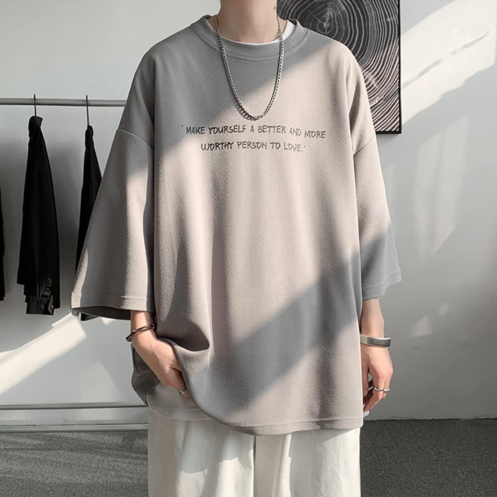 Summer Clothing Loose Plus Stylish Crew Big Casual Soft Summer [foveitaa] Men's T-Shirt, 3/4 Sleeve, Cool, Fit, Size, Neck, Silhouette, Top, Touch,