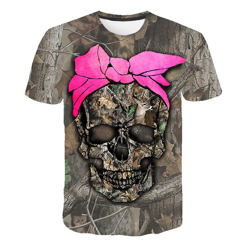 

Летний новый продукт: Футболка с 3D цифровой печатью черепа, повседневная женская футболка с коротким рукавом 6XL