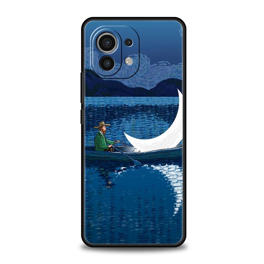 Phone Case For Xiaomi Mi 14 13 12 11 Lite 13T 12T 11x 11T 10T Pro 9T Note 10 Lite Soft Black Cover Retro Van Gogh Oil Painting
