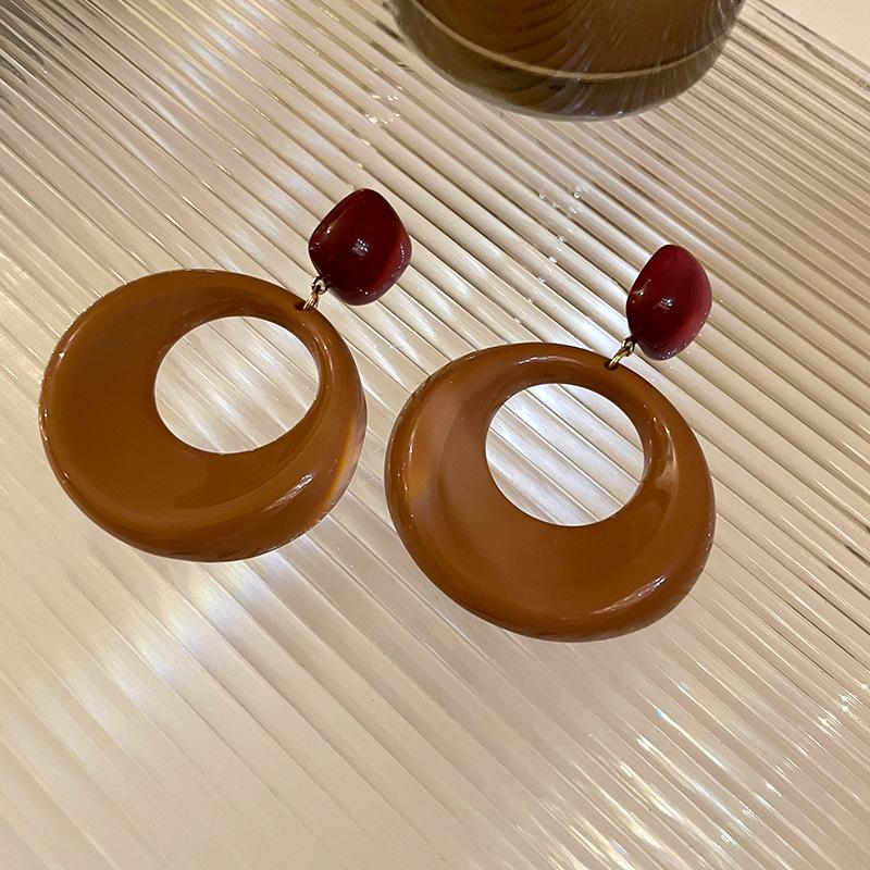 Retro Exaggerated Acrylic Earrings Korean Version Geometric Rhombus Long Earrings Fashion Temperament New Earrings Women