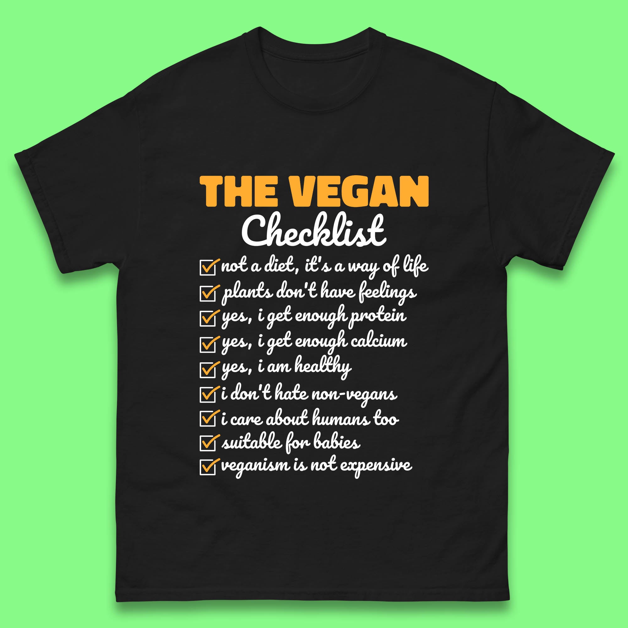 The Vegan Checklist Vegan Activism Funny Pro Vegetarian Checklist Mens Tee Top S