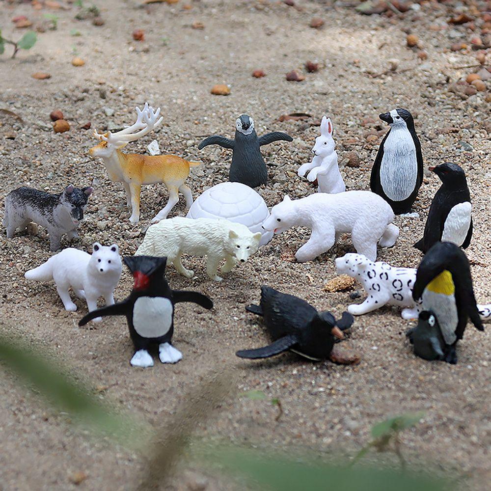 Educational Polar Bear Fox Rabbit Reindeer Wolf Arctic Animal Model Miniature Penguin Figurines