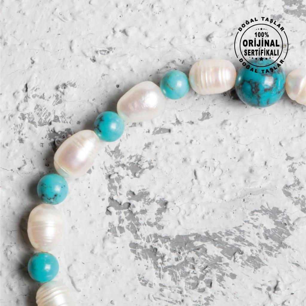 Certified Original Pearl Turquoise Natural Stone Bracelet-Evil Eye 4mm-6mm-8mm