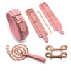 Liebe Seele Luxury SM Goods Collar Handcuffs Restraint Set Genuine Leather Cosplay Training Queen (Pink)