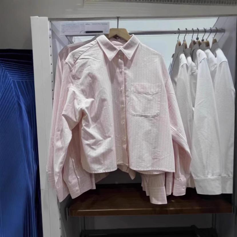 1116 Spring Women's Solid Color Versatile Oxford Spinning Casual Shirt Long Sleeve Bottom Shirt 171718 177681