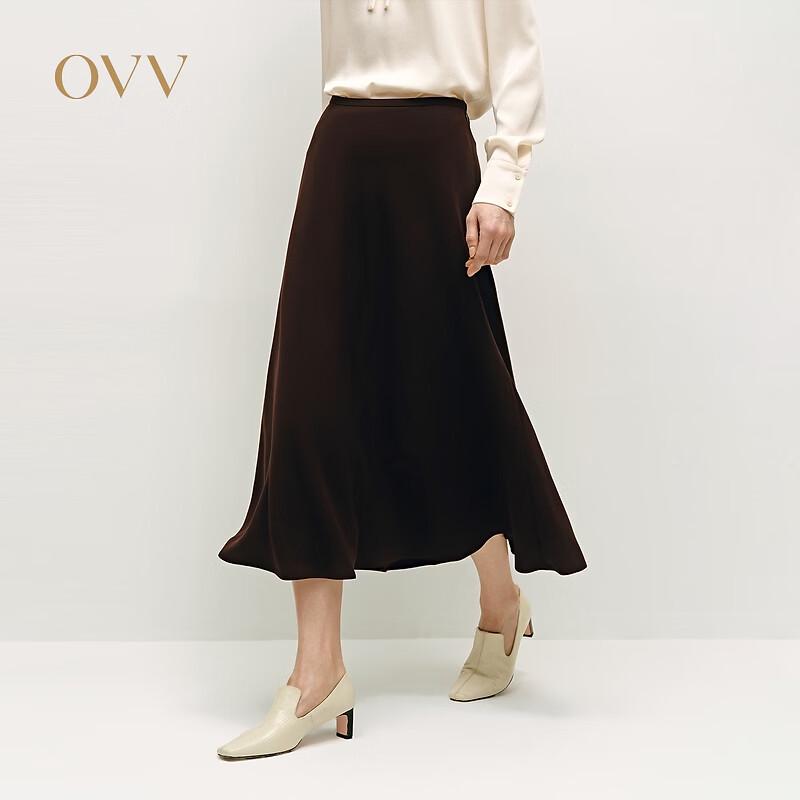 OVV Women s Acetate Blend A-Line Midi Skirt L