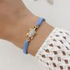 Handmade Rhinestone Inlay Braided Rope Bracelet for Women Boho Metal Turtle Charm Woven Chain Summer Party Jewelry Fashion Gift