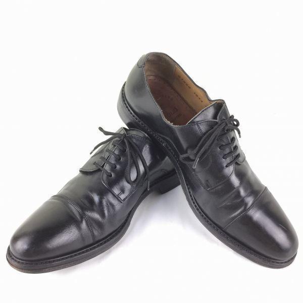 

80s-90s Vintage Heyraud French Handmade Straight Tip Shoes Black size 40.5 25.0-25.5