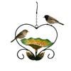 Metal Hanging Bird Feeder Outdoor Garden Decorative Bird Feeder with Floral Design and Heart Frame for Backyard Patio Porch Hanging