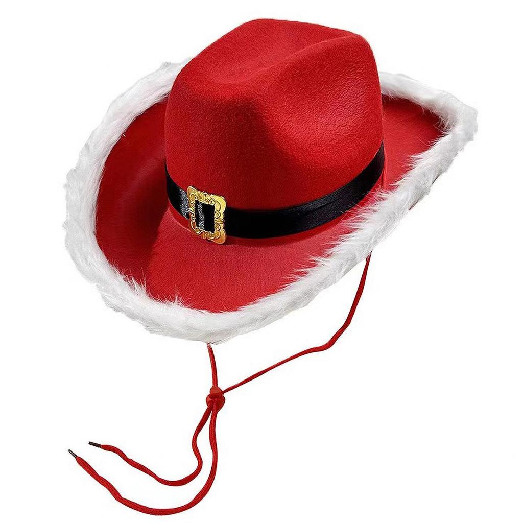 Christmas Red Denim Frayed Edge Santa Hat for Holiday Performances