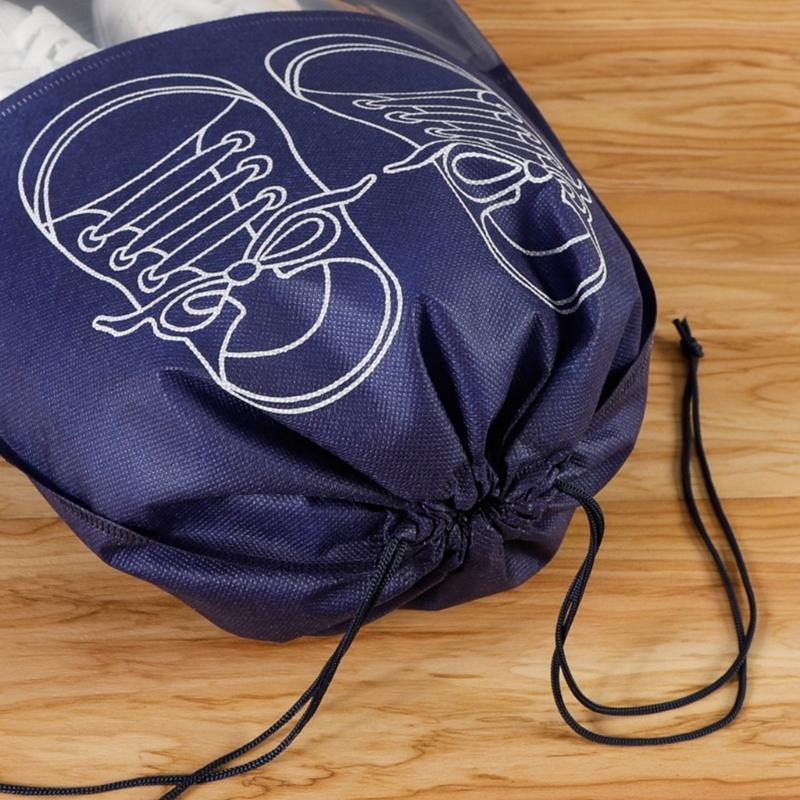10Pcs/Set Shoe Dust Covers Non-Woven Dustproof Drawstring Clear Storage Bag Travel Pouch Bags Drying Shoes Protect Shoes