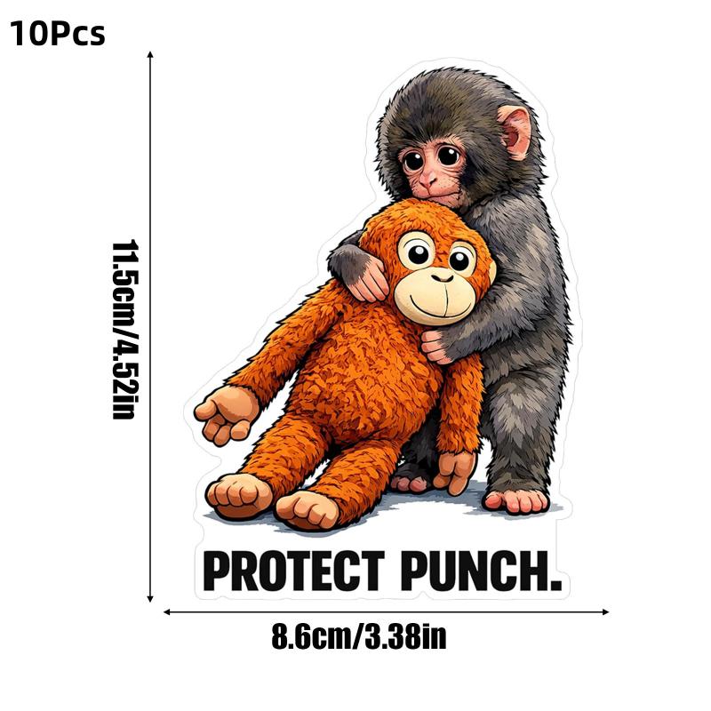 

New 10Pcs Cartoon Cute Protect Punch The Monkey Sticker DIY Scrapbook Notebook Phone Case Decorations Sticker Children s Gifts