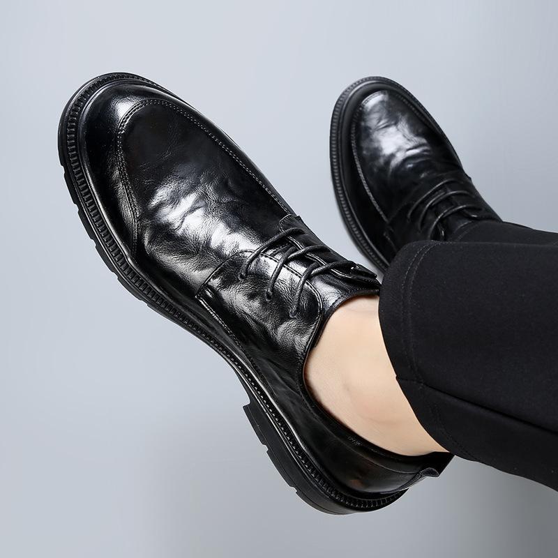 Pánské kožené boty vysoké kvality s měkkou podrážkou, formální obuv pro podnikání, nové 2025, černé, s výškou, kožené, ležérní, svatební obuv pro ženicha, pánské