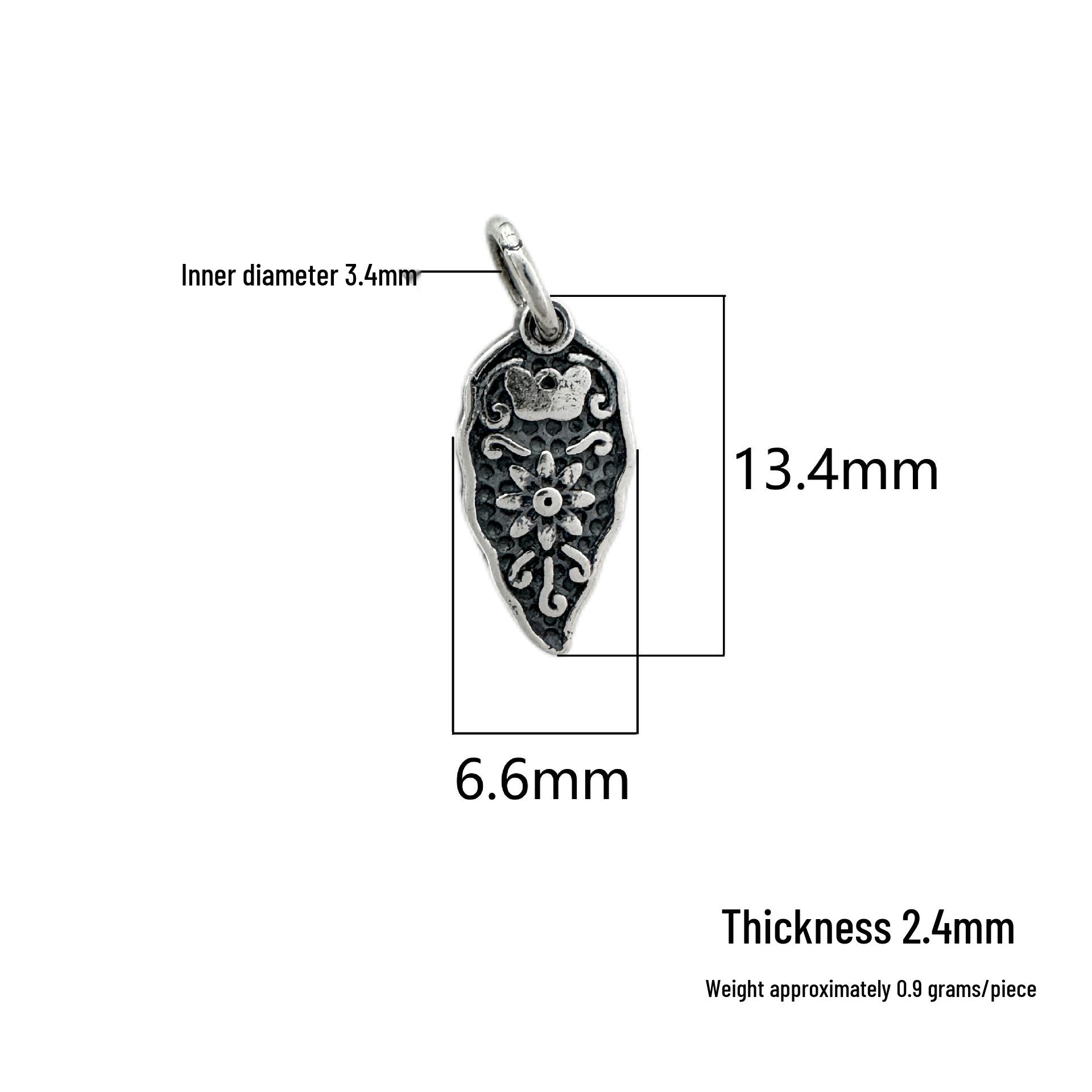 S925 Sterling Silver Handmade Leaf Ink Painting Pendant for DIY Bracelets and Necklaces s925