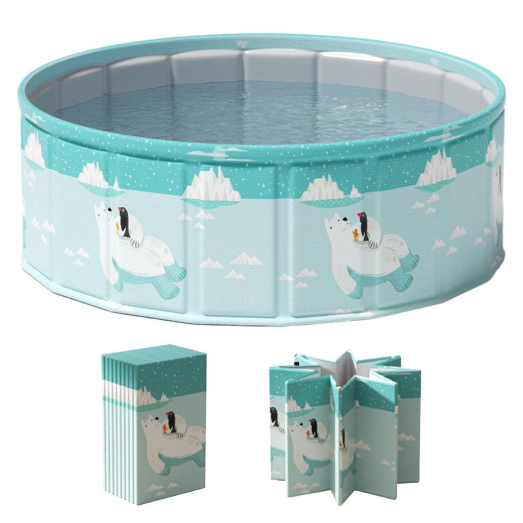 Cute Polar Bear Penguin Inflatable Swimming Pool Thickened PVC Wading Pool Large Size Foldable Family Outdoor Water Pool