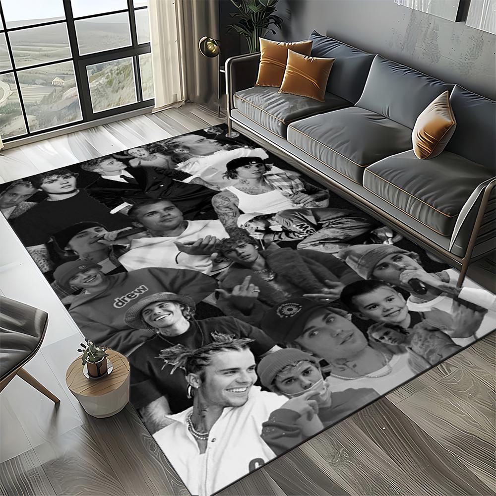 2025 New Style Justin Drew Bieber Singer JB Carpet Rug for Living Room Bedroom Home Sofa Decoration,Kid Play Non-slip Floor Mat
