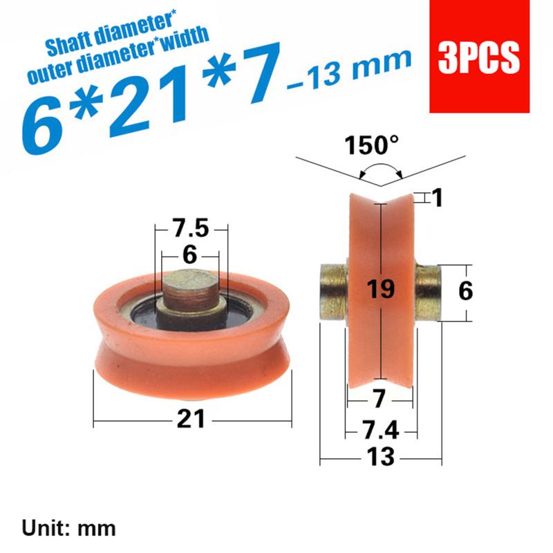 1/3Pcs V-Groove Plastic Bearing With Shaft Door And Window Pulley Pom Polyoxymethylene Nylon Roller Guide Wheel