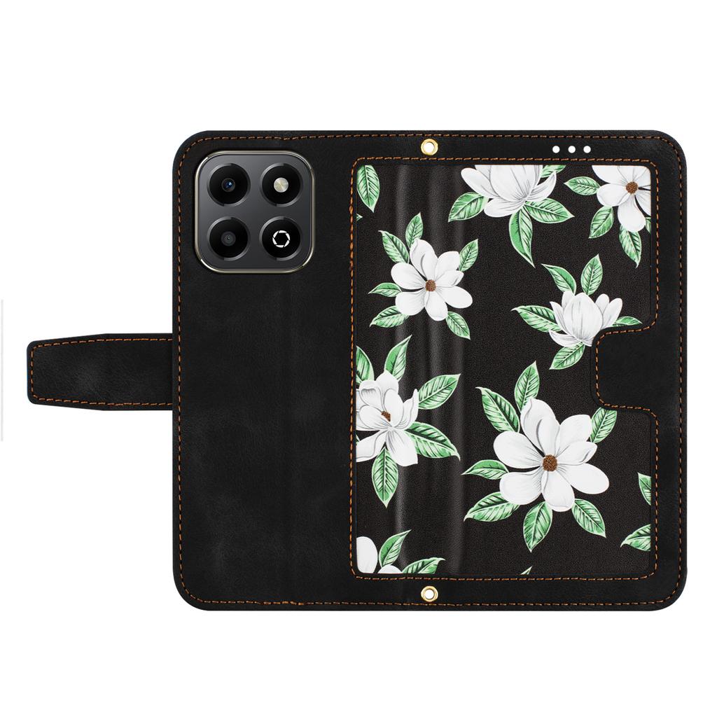For Honor X6b 4G Case PU Leather Floral Phone Cover with Card Slots