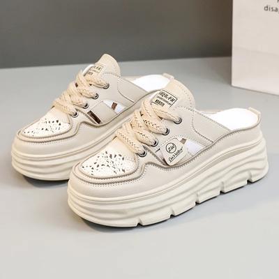 Fashion New Women's Half Slipper Fashion Chunky Shoes Breathable Sandals Mesh Surface Womens Casual Sneakers Wear-resistant Zapatillas