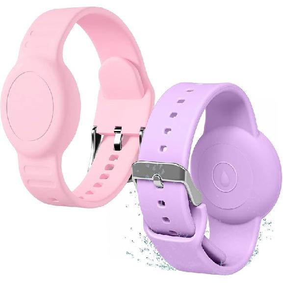 for AirTag Bracelet for Kids, Waterproof Cute Print for Air tag Holder for Kids with Soft Silicone Full Coverage Anti-Lost Hidden for Airtag