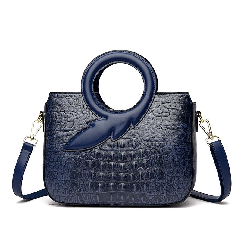 Women's Handbag Fashionable Round Handle Women's Shoulder Bag Crocodile Leather Pattern Luxury Crossbody Bag Women