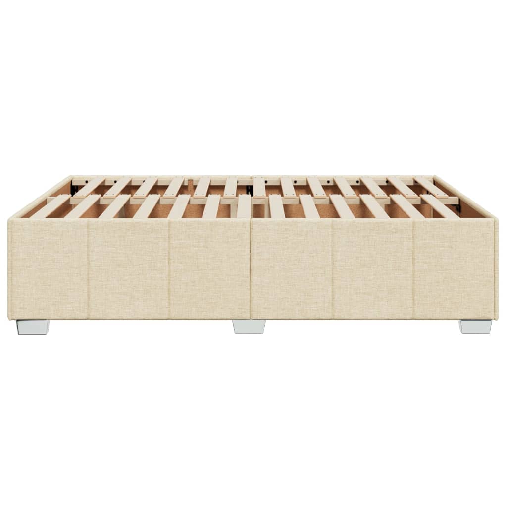 Bed Frame without Mattress Cream 140 x 190 cm Fabric
