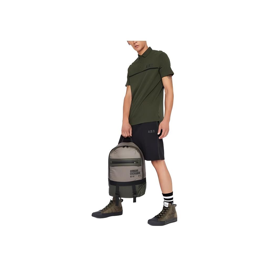 Armani Exchange SS22 Solid Color Mid Waist Drawstring Logo Straight Loose Casual Shorts Men Shorts Black 6LZSFD-ZJ5NZ-1200