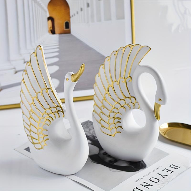 Resin Minimalist Swan Art Statue Ornaments, ins Style Light Luxury Two-Piece Home Decoration, Living Room TV Cabinet Sculpture