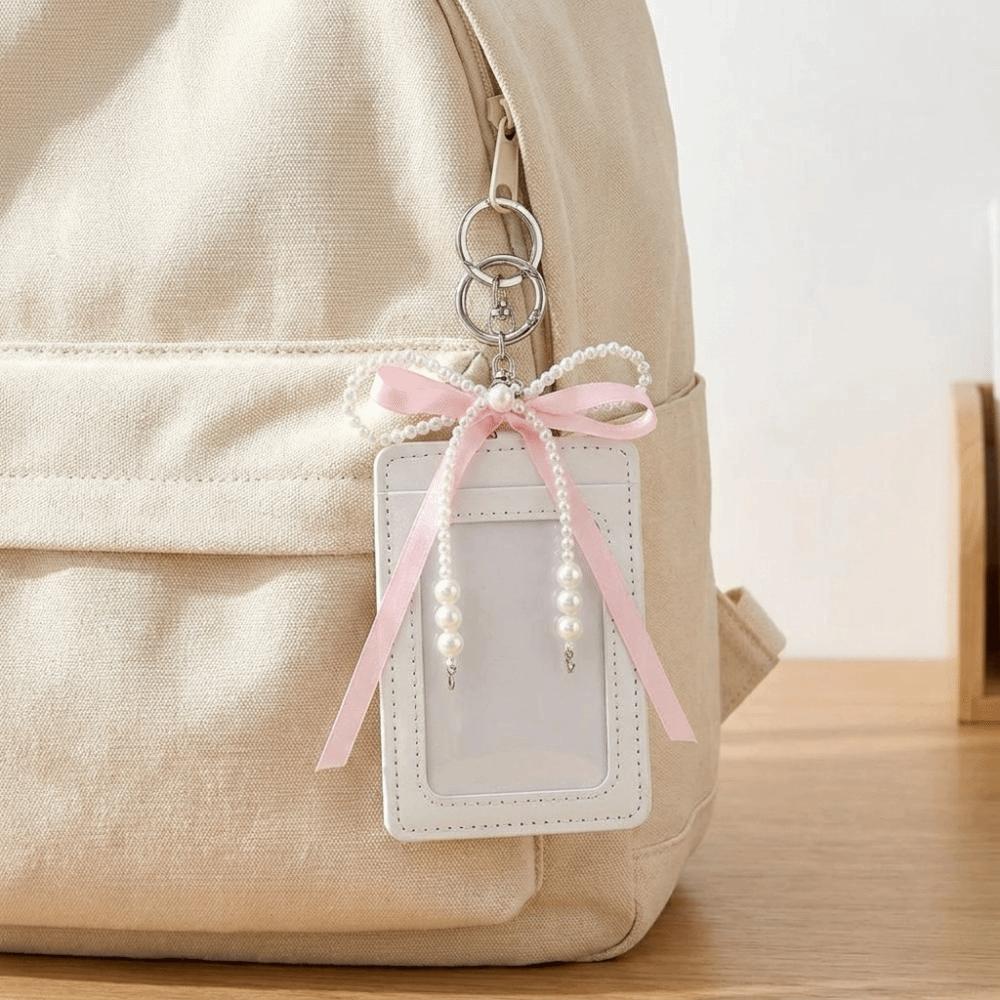 PU Leather Woman Wallet Pearl Bow Card Holder Causal Short Card Bag Outdoor