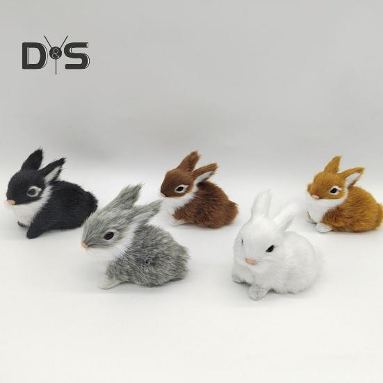 1/5 Pz. Statuetta Coniglio di Peluche Modello Coniglietto Simulazione Realistica Animale in Miniatura Pelliccia Artificiale Realistica Ornamento Decorazione da Tavolo Pasquale per Casa Ufficio
