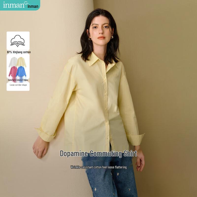 Inman Women's French Style Loose Poplin Long-Sleeve Shirt