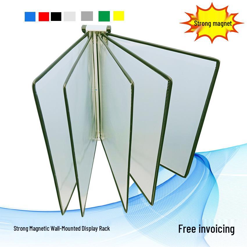 Wall-Mounted A4 Swivel File Rack - 5-Page Magnetic Display Holder