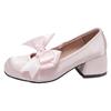 Silver French Sweet Bow Thick Sole Heightening Light Mouth Single Shoes Women's Spring 2025 Skirt Mary Jane Shoes